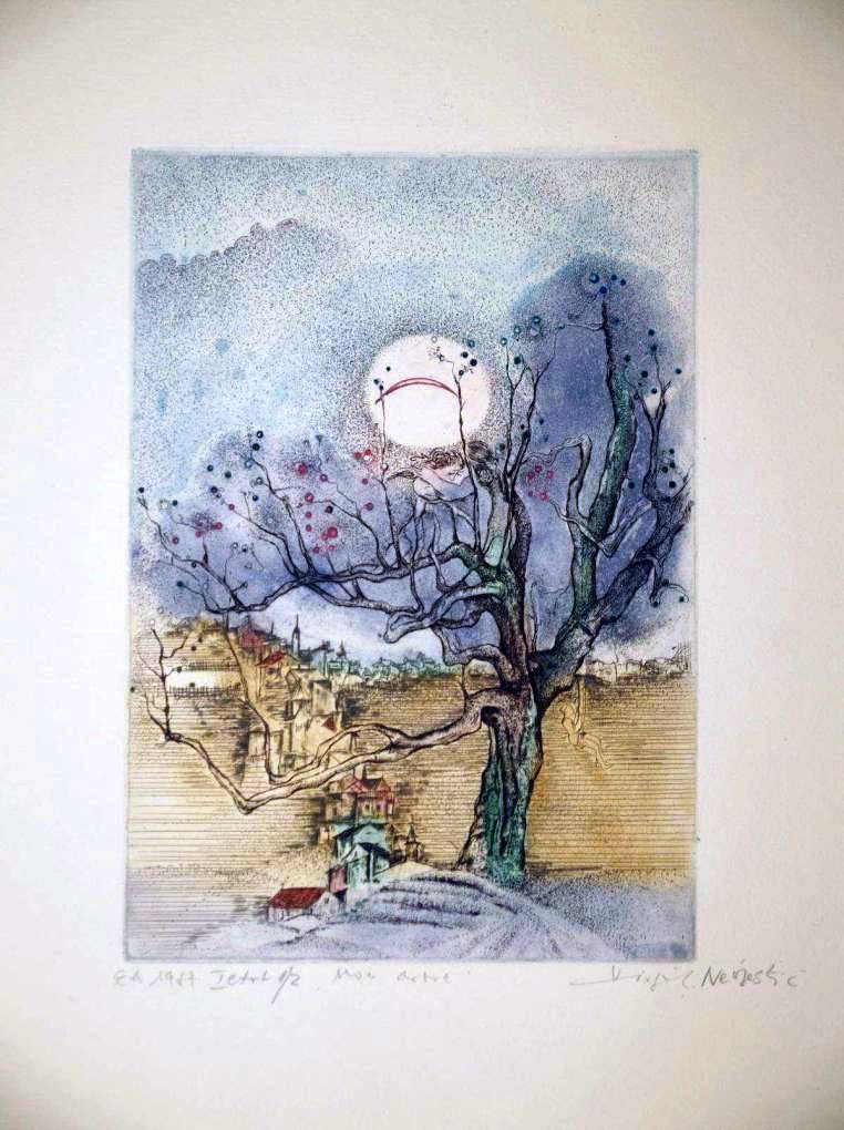 Mon arbre Pariz 1987 grafika bakropis i akvatinta u boji